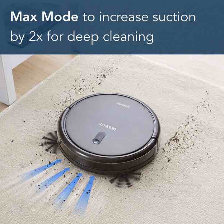 Ecovacs Deebot n79s has a Max Mode to increase its suction power by 2x