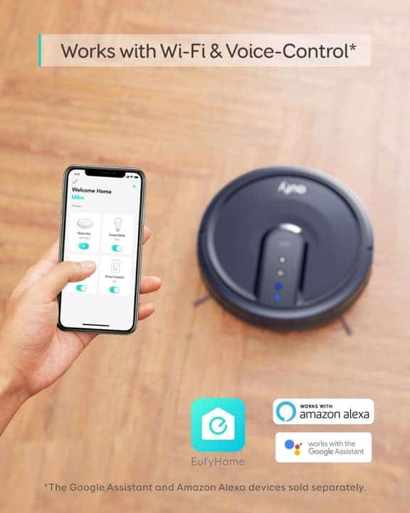 eufy BoostIQ Robovac 25c has the EufyHome app with wi-fi and voice control