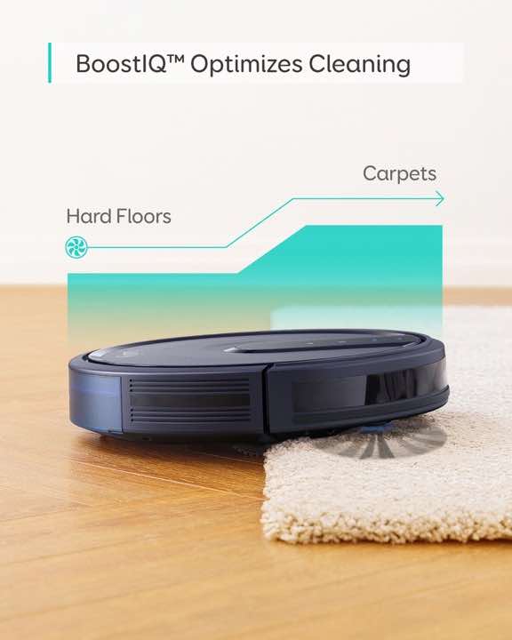 eufy BoostIQ Robovac 25c contains BoostIQ that optimizes cleaning on multiple services like hardwood floors and carpets
