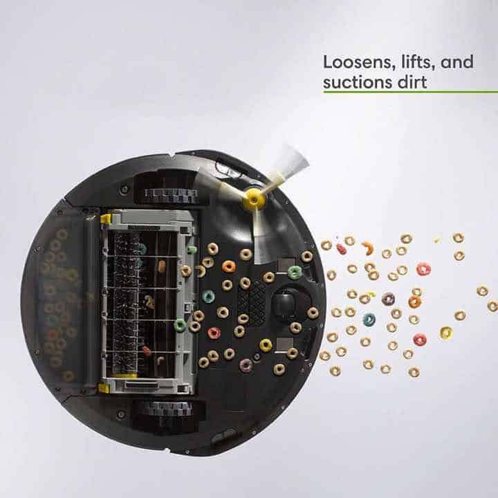 iRobot Roomba 675 3 Stage Cleaning System Loosens, Lifts, and Suctions Dirt and Debris