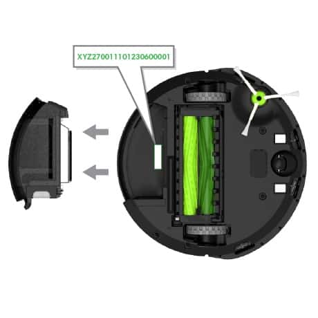 Roomba e Series Find the Serial Number