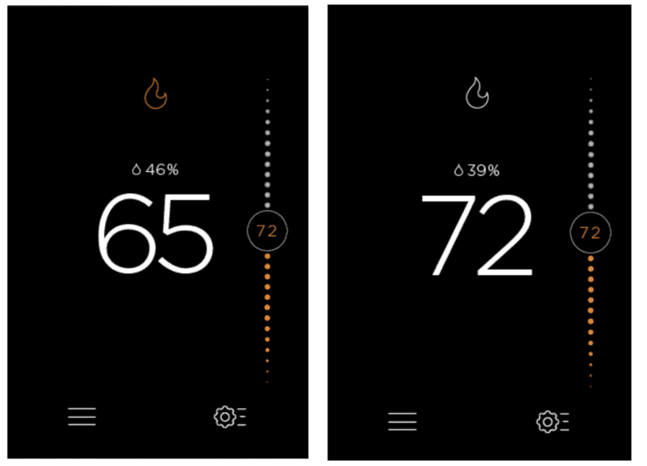 ecobee thermostat orange and white flame icons