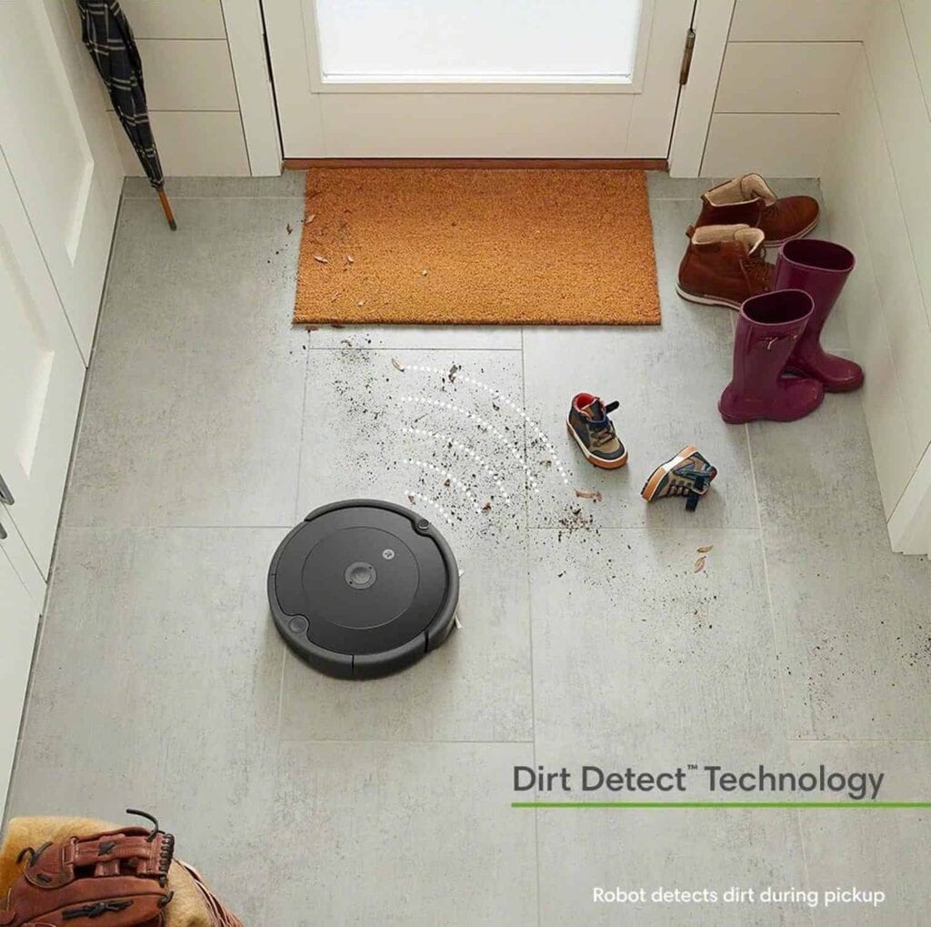 A Roomba 694, equipped with dirt detect technology on the floor, is a robot vacuum that offers outstanding performance.