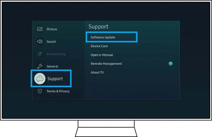 Samsung TV Software Update Step 2